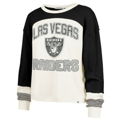 Las Vegas Raiders '47 Women's Double Header Curve Raglan Long Sleeve Crop Top Cream