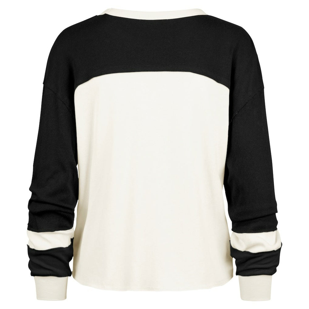 New Orleans Saints '47 Women's Double Header Curve Raglan Long Sleeve Crop Top Cream
