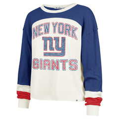 New York Giants '47 Women's Double Header Curve Raglan Long Sleeve Crop Top Cream