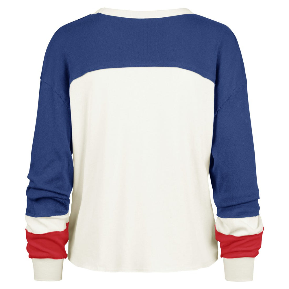 New York Giants '47 Women's Double Header Curve Raglan Long Sleeve Crop Top Cream