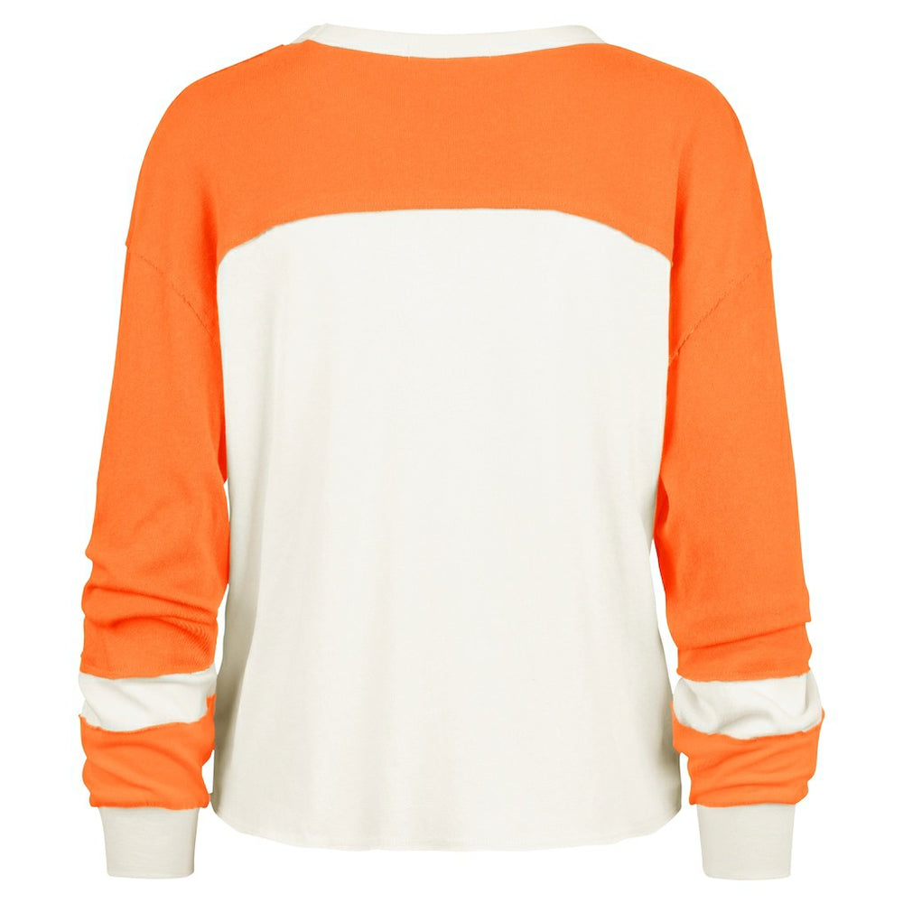 Miami Dolphins '47 Women's Double Header Curve Raglan Long Sleeve Crop Top Cream