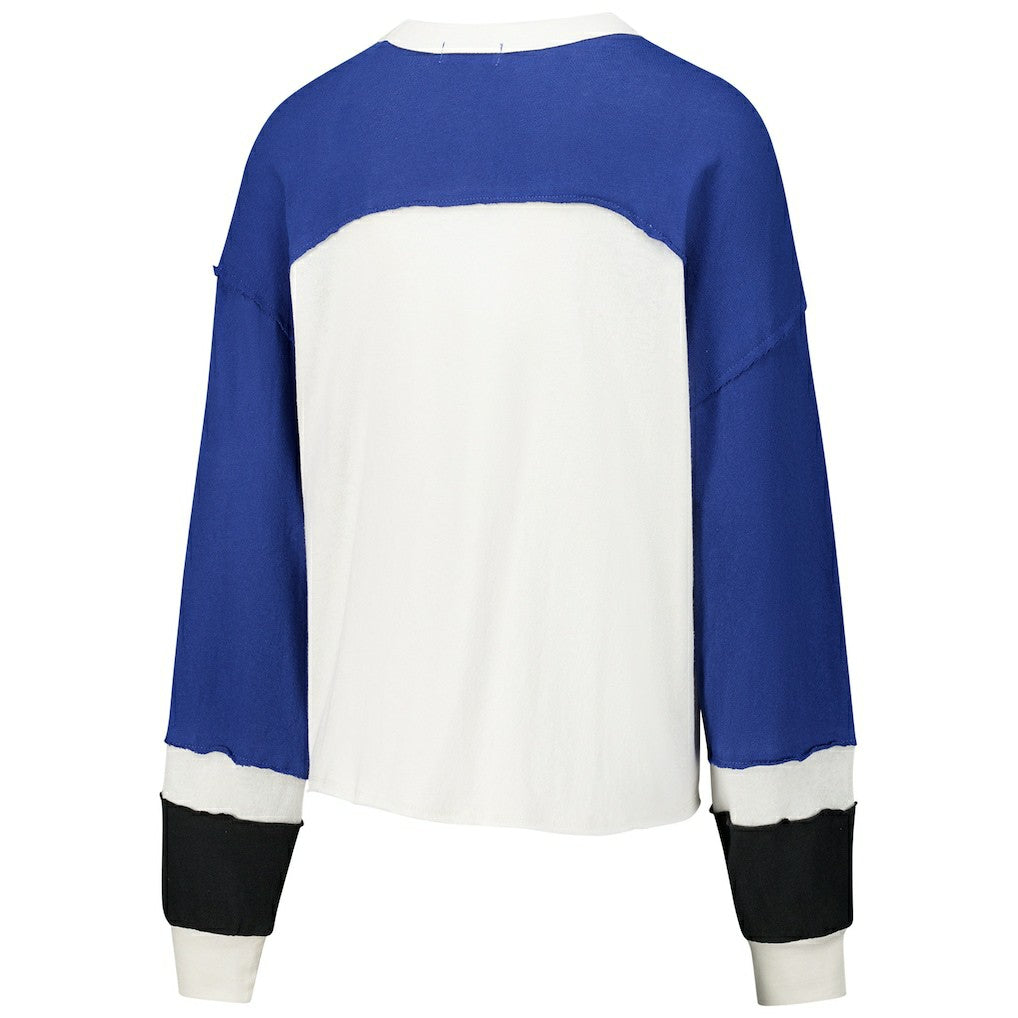 Indianapolis Colts '47 Women's Double Header Curve Raglan Long Sleeve Crop Top Cream