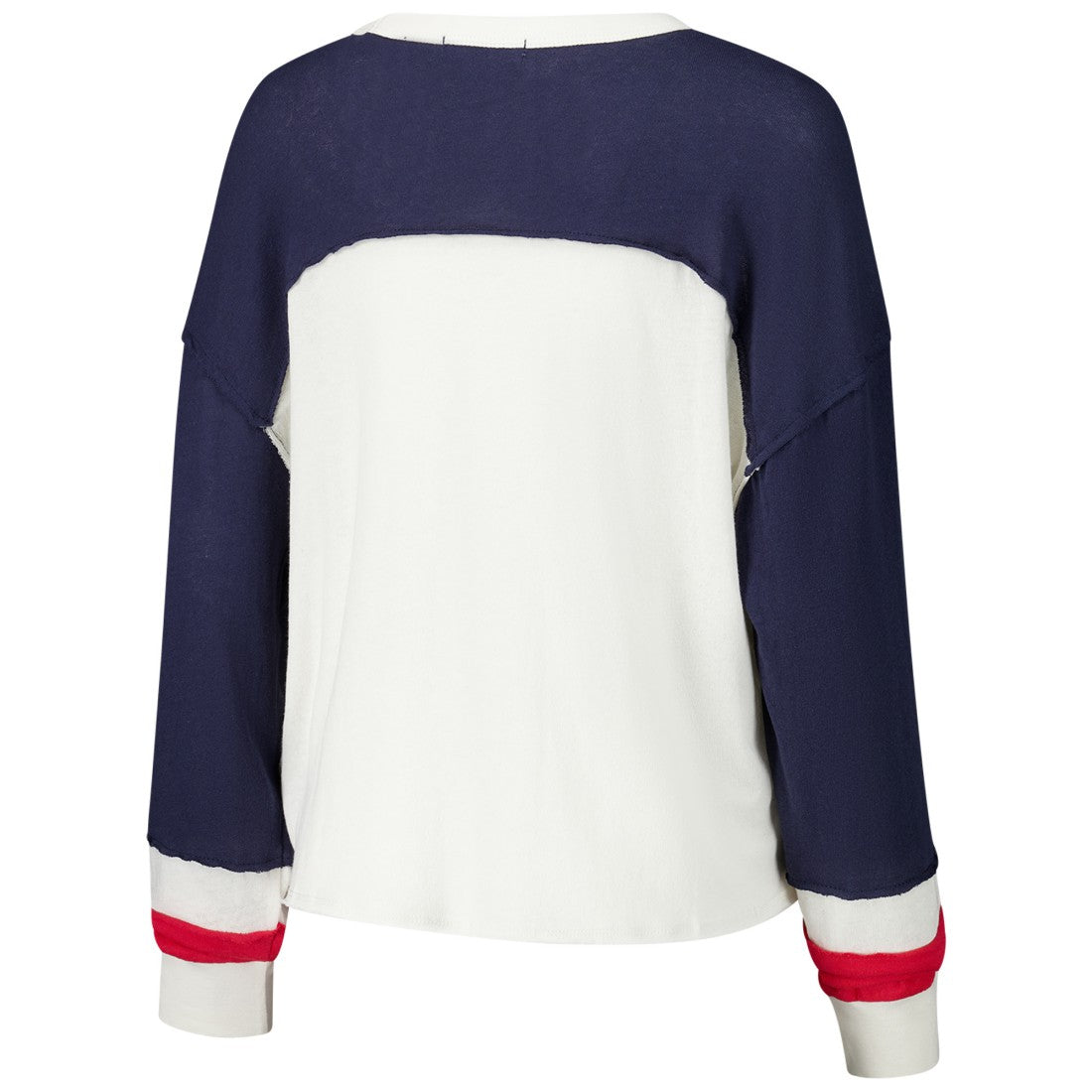 Houston Texans '47 Women's Double Header Curve Raglan Long Sleeve Crop Top Cream