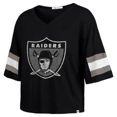 Las Vegas Raiders '47 Women's Double Header Scout Cropped V-Neck T-Shirt Black
