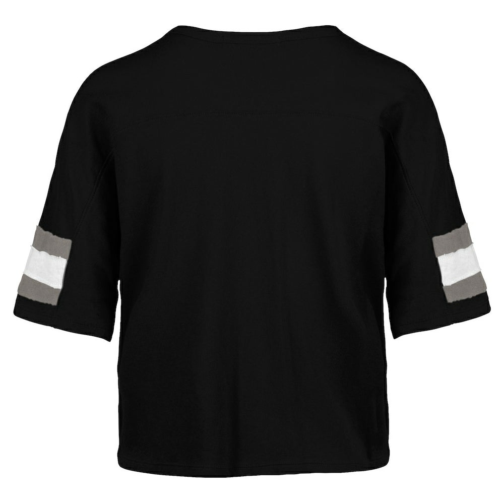 Las Vegas Raiders '47 Women's Double Header Scout Cropped V-Neck T-Shirt Black