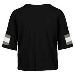 Las Vegas Raiders '47 Women's Double Header Scout Cropped V-Neck T-Shirt Black