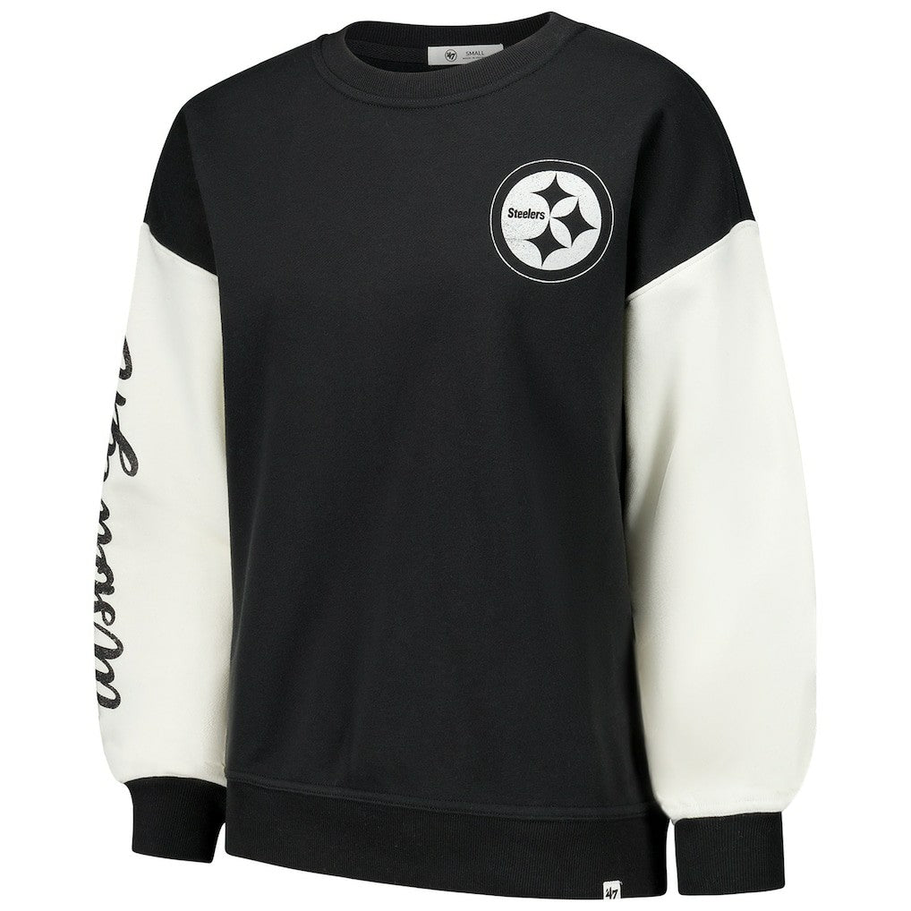Pittsburgh Steelers '47 Women's Double Header Rise Andie Pullover Sweatshirt Black