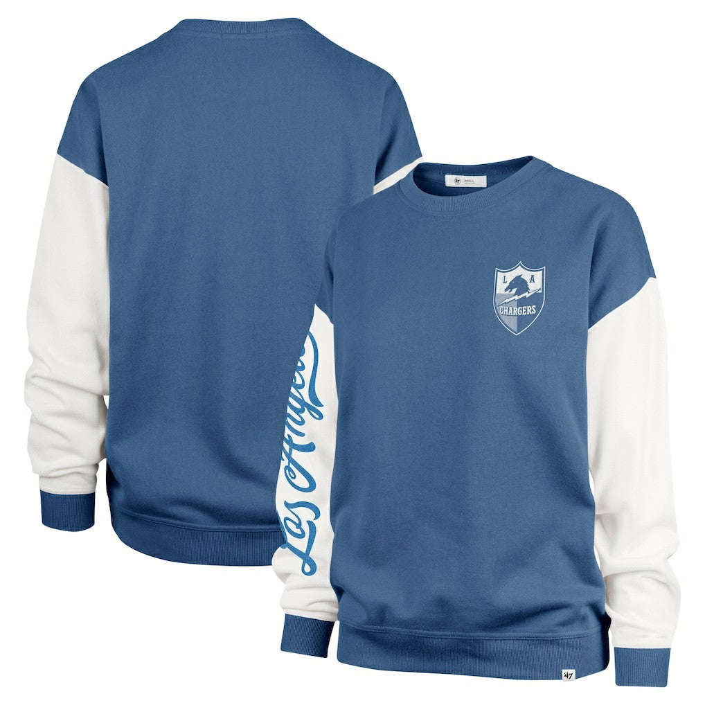 Los Angeles Chargers '47 Women's Double Header Rise Andie Pullover Sweatshirt Powder Blue