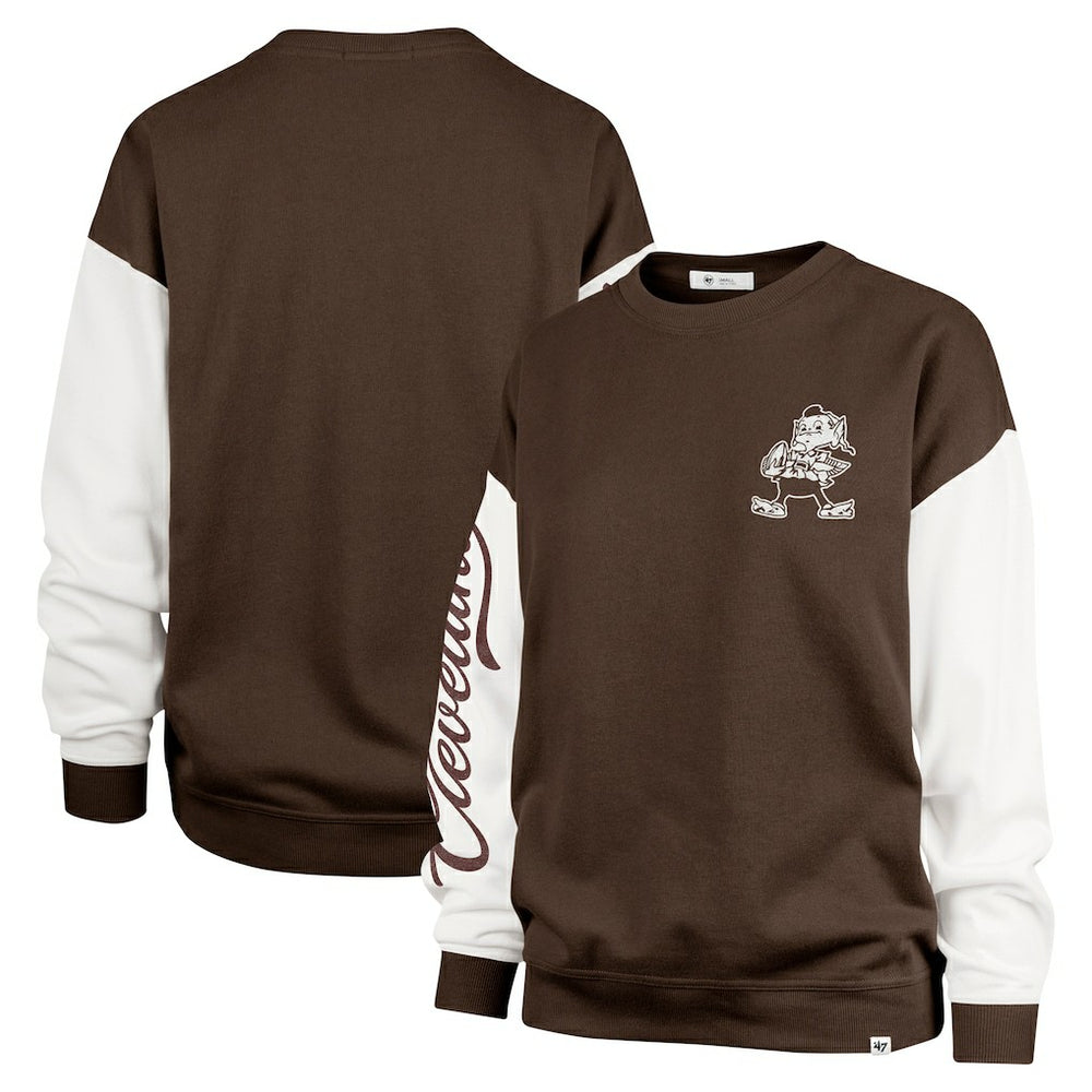 Cleveland Browns '47 Women's Double Header Rise Andie Pullover Sweatshirt Brown