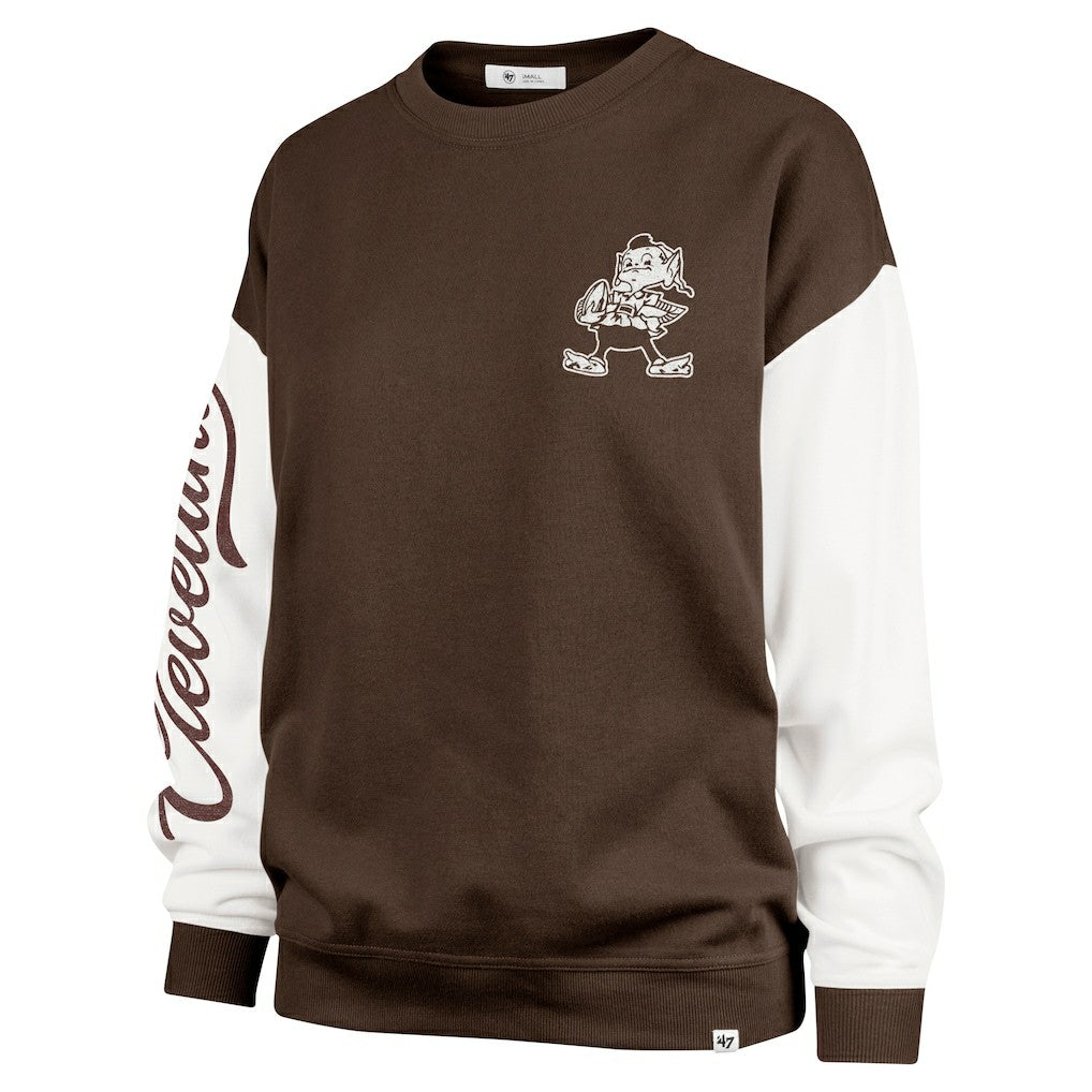 Cleveland Browns '47 Women's Double Header Rise Andie Pullover Sweatshirt Brown