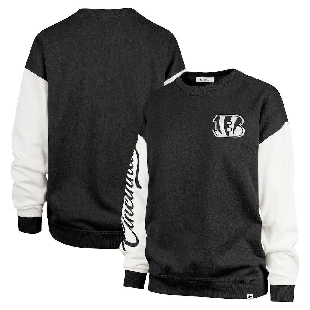 Cincinnati Bengals '47 Women's Double Header Rise Andie Pullover Sweatshirt Black