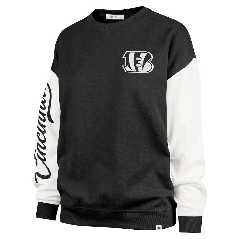 Cincinnati Bengals '47 Women's Double Header Rise Andie Pullover Sweatshirt Black