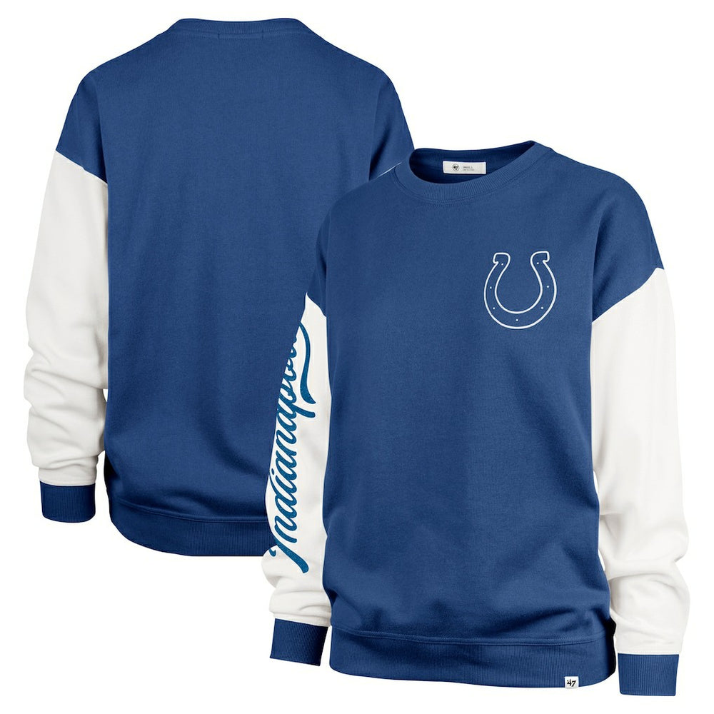Indianapolis Colts '47 Women's Double Header Rise Andie Pullover Sweatshirt Royal