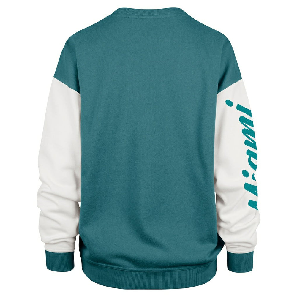 Miami Dolphins '47 Women's Double Header Rise Andie Pullover Sweatshirt Aqua