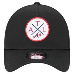 Atlanta Braves New Era 9FORTY A-Frame Adjustable Hat - Black Hats
