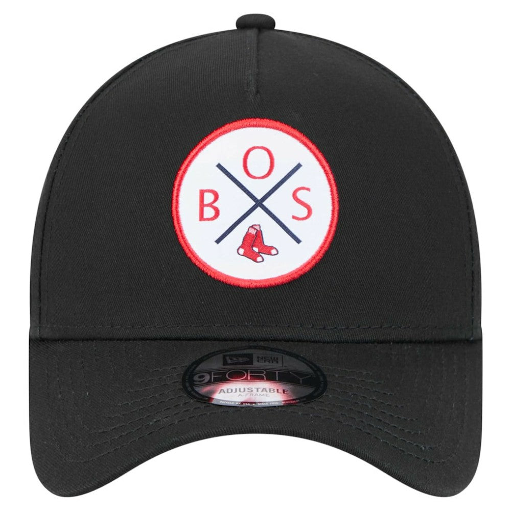 Boston Red Sox New Era 9FORTY A-Frame Adjustable Hat - Black Hats