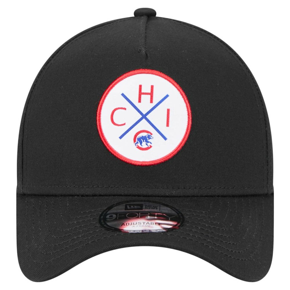 Chicago Cubs New Era 9FORTY A-Frame Adjustable Hat - Black Hats