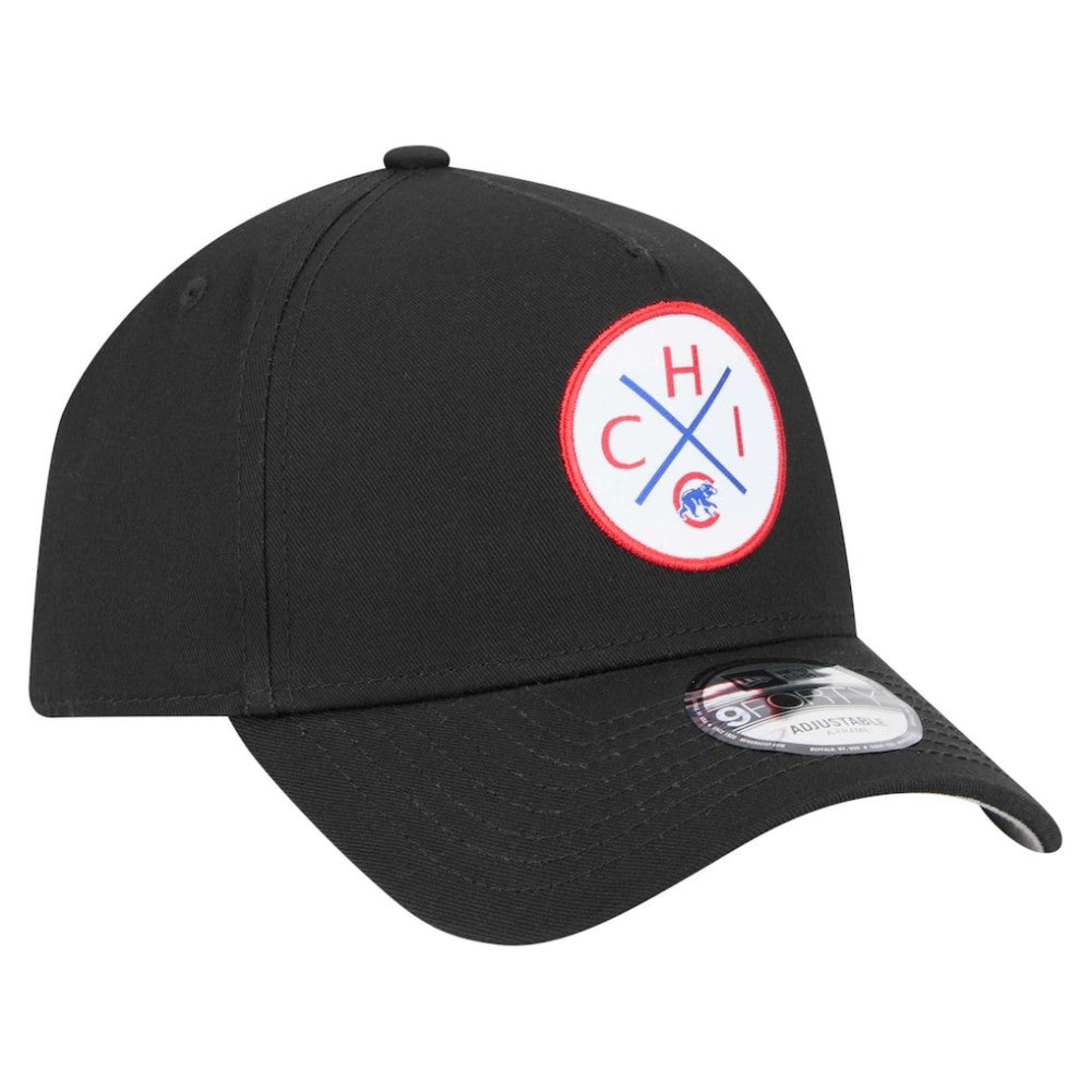 Chicago Cubs New Era 9FORTY A-Frame Adjustable Hat - Black Hats