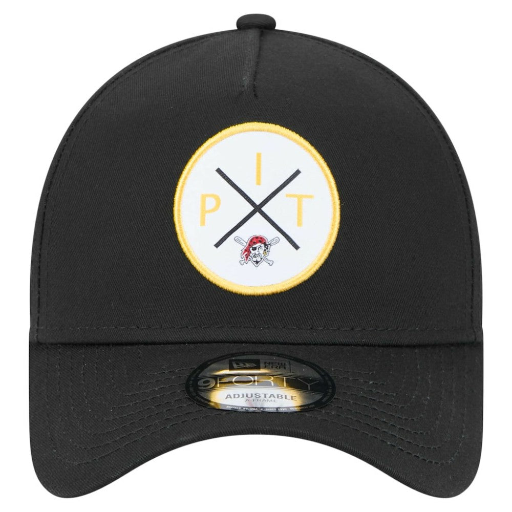 Pittsburgh Pirates New Era 9FORTY A-Frame Adjustable Hat - Black Hats