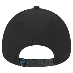 Miami Marlins New Era 9FORTY A-Frame Adjustable Hat - Black Hats