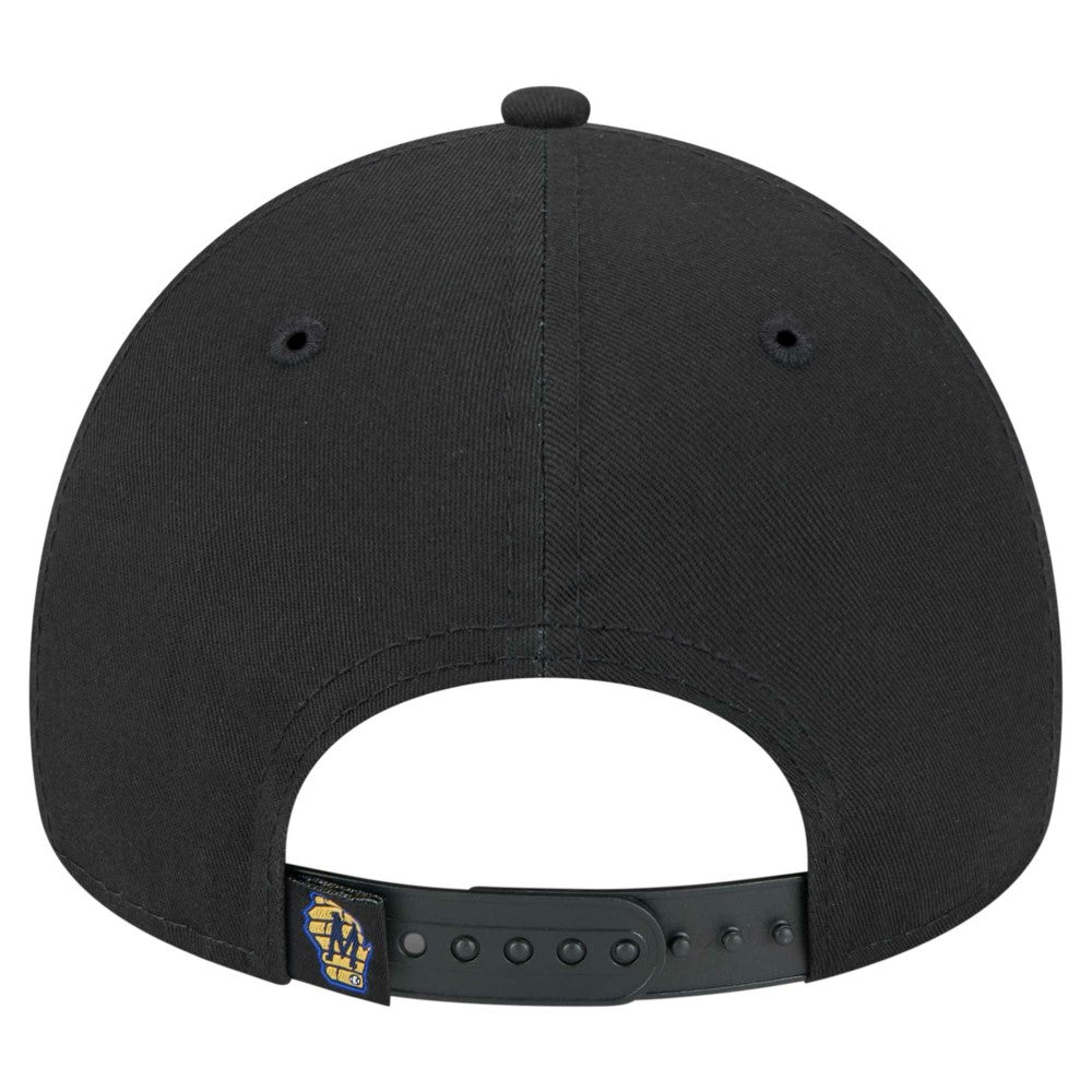 Milwaukee Brewers New Era 9FORTY A-Frame Adjustable Hat - Black Hats