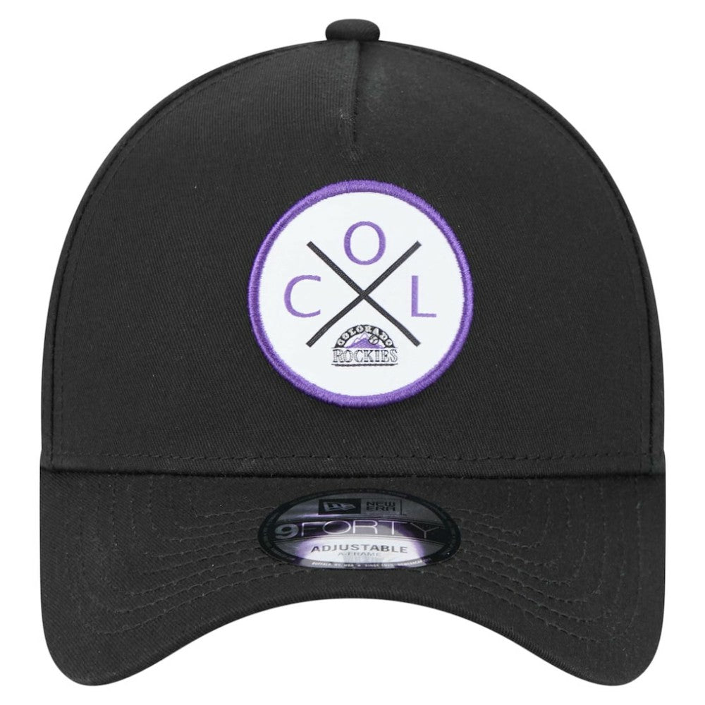 Colorado Rockies New Era 9FORTY A-Frame Adjustable Hat - Black Hats