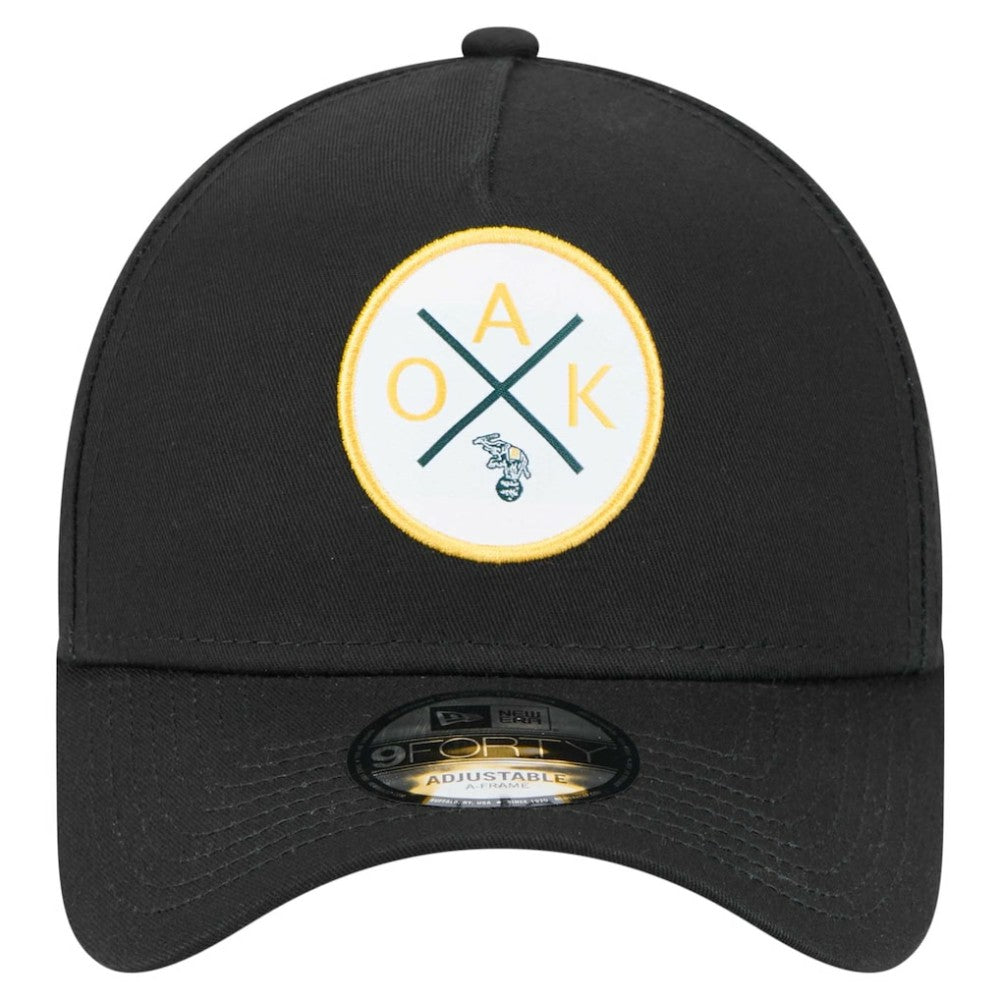 Oakland Athletics New Era 9FORTY A-Frame Adjustable Hat - Black Hats