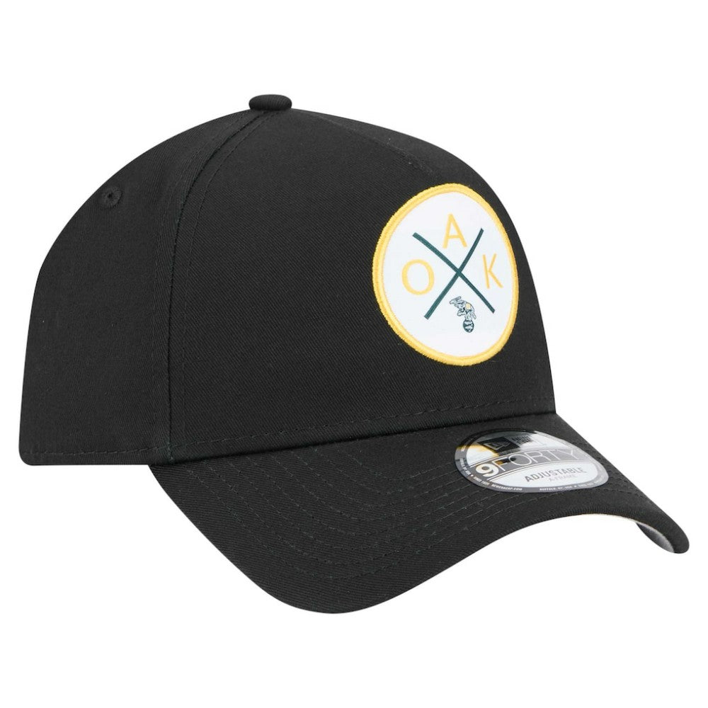 Oakland Athletics New Era 9FORTY A-Frame Adjustable Hat - Black Hats