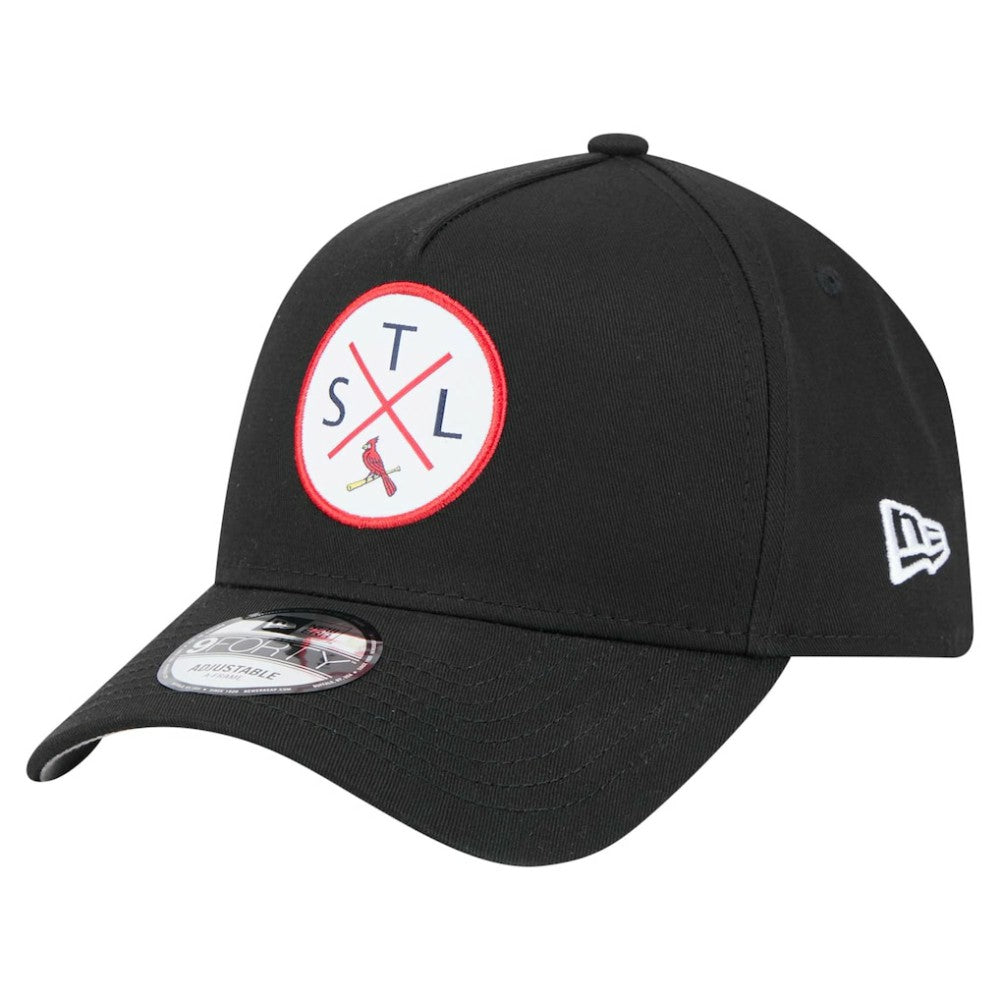 St. Louis Cardinals New Era 9FORTY A-Frame Adjustable Hat - Black Hats