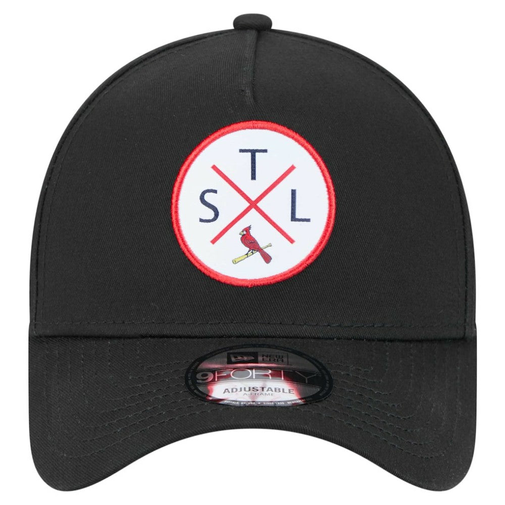 St. Louis Cardinals New Era 9FORTY A-Frame Adjustable Hat - Black Hats