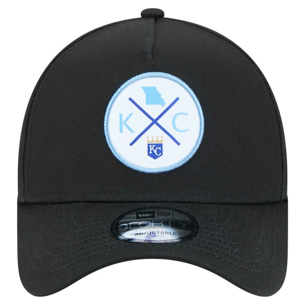 Kansas City Royals New Era 9FORTY A-Frame Adjustable Hat - Black Hats