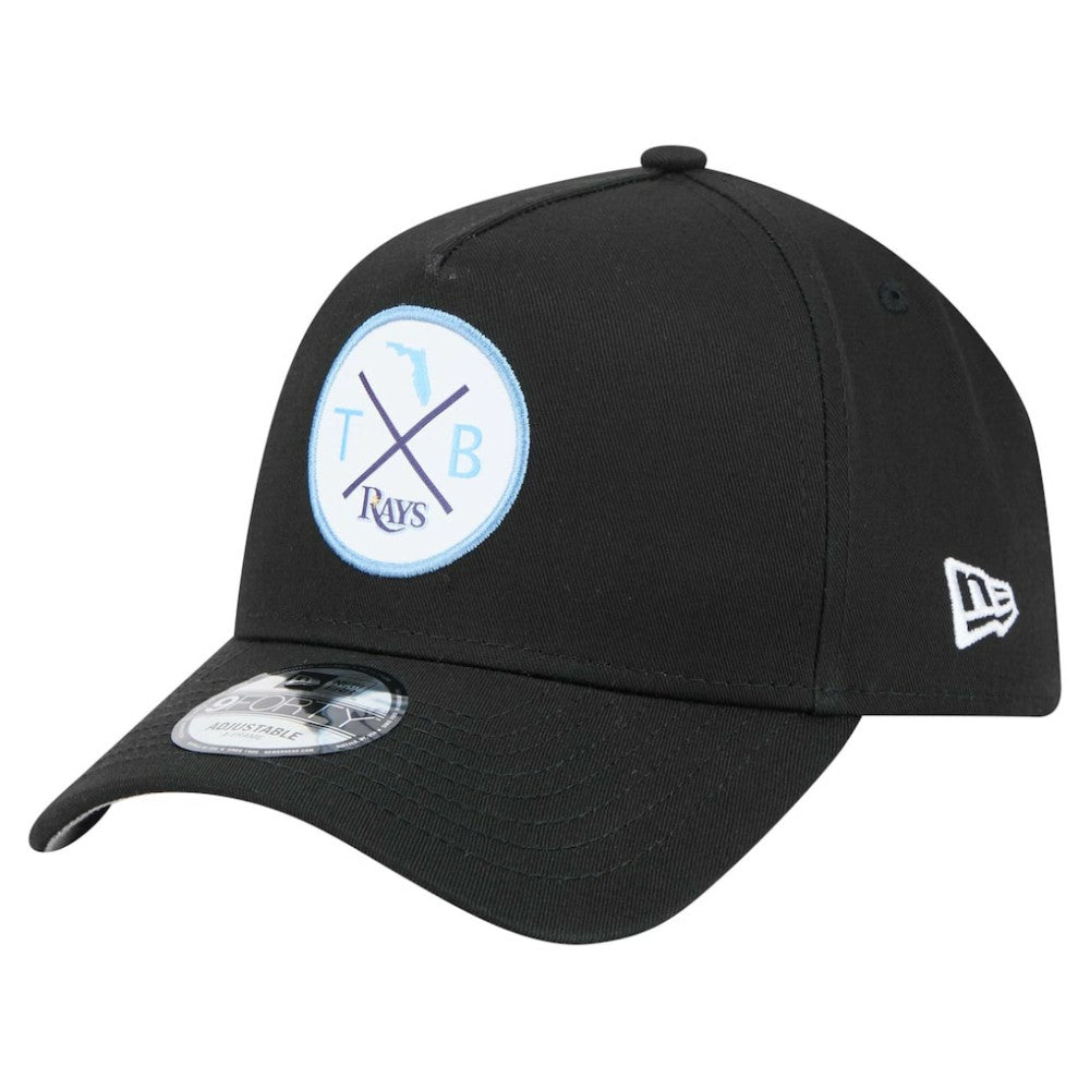 Tampa Bay Rays New Era 9FORTY A-Frame Adjustable Hat - Black Hats