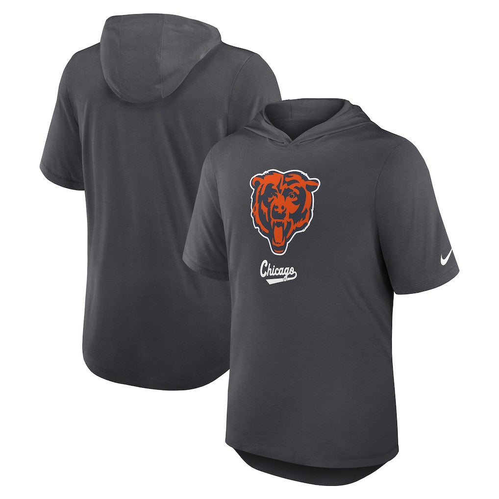 Chicago Bears Tri-Blend Performance Hoodie T-Shirt Anthracite