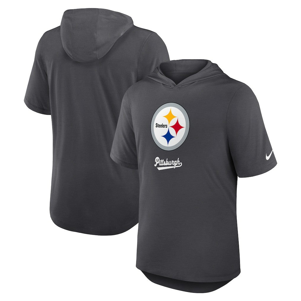 Pittsburgh Steelers Tri-Blend Performance Hoodie T-Shirt Anthracite