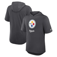Pittsburgh Steelers Tri-Blend Performance Hoodie T-Shirt Anthracite