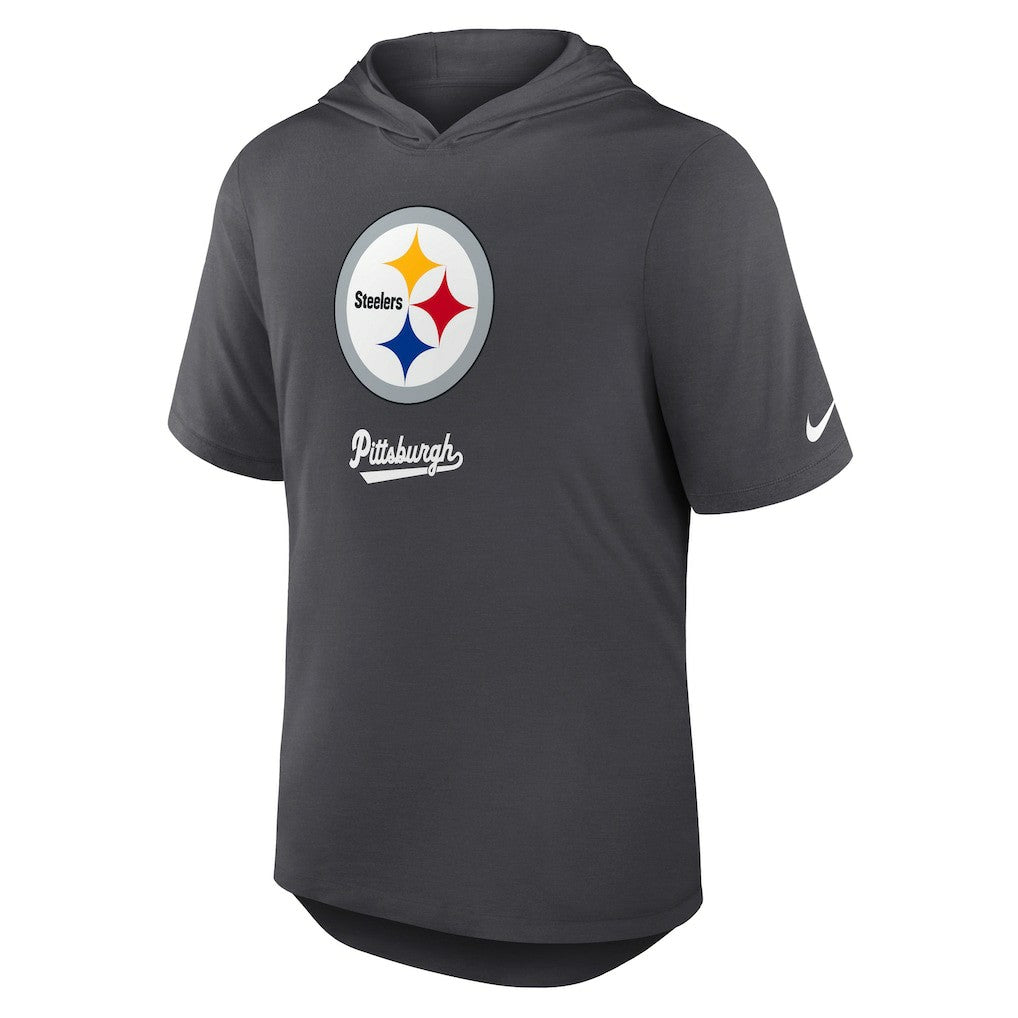 Pittsburgh Steelers Tri-Blend Performance Hoodie T-Shirt Anthracite