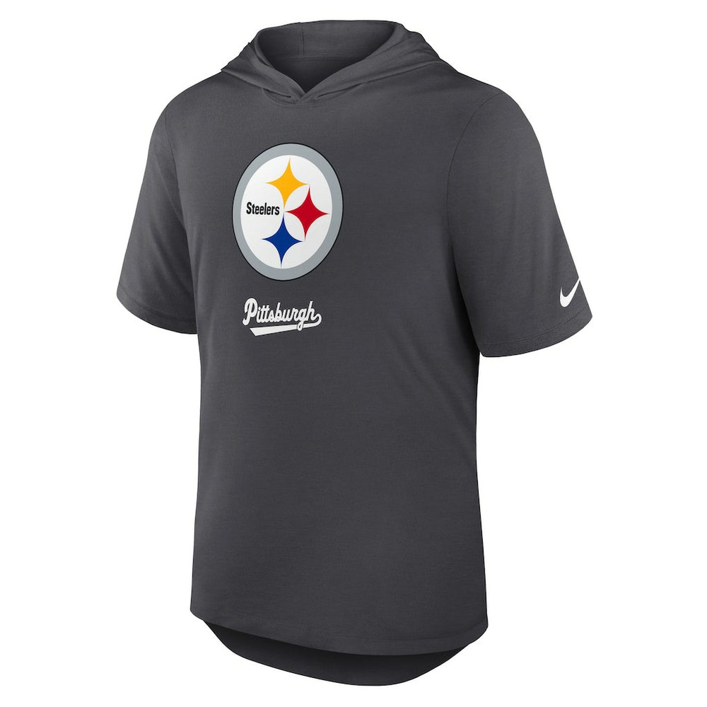Pittsburgh Steelers Tri-Blend Performance Hoodie T-Shirt Anthracite