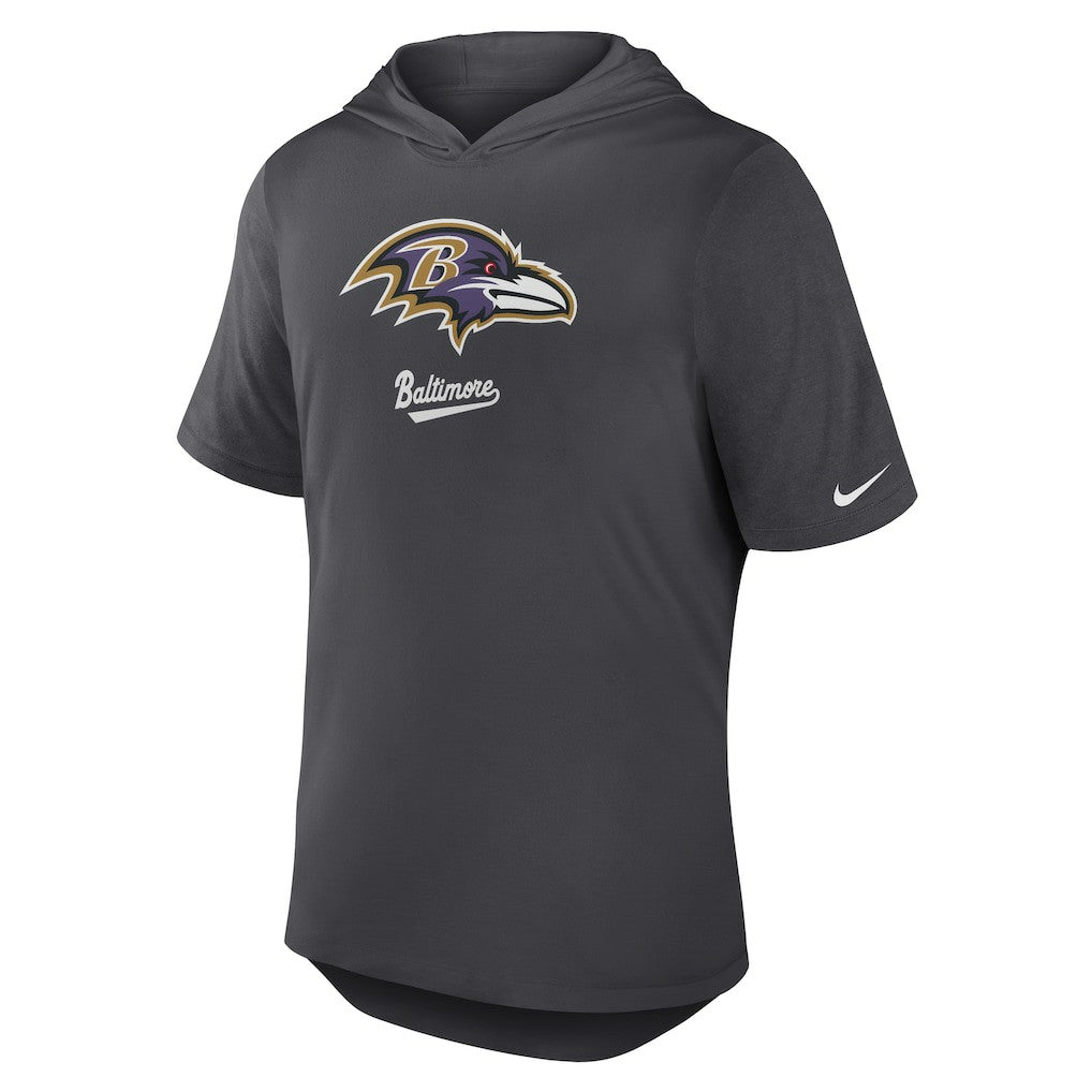 Baltimore Ravens Tri-Blend Performance Hoodie T-Shirt Anthracite