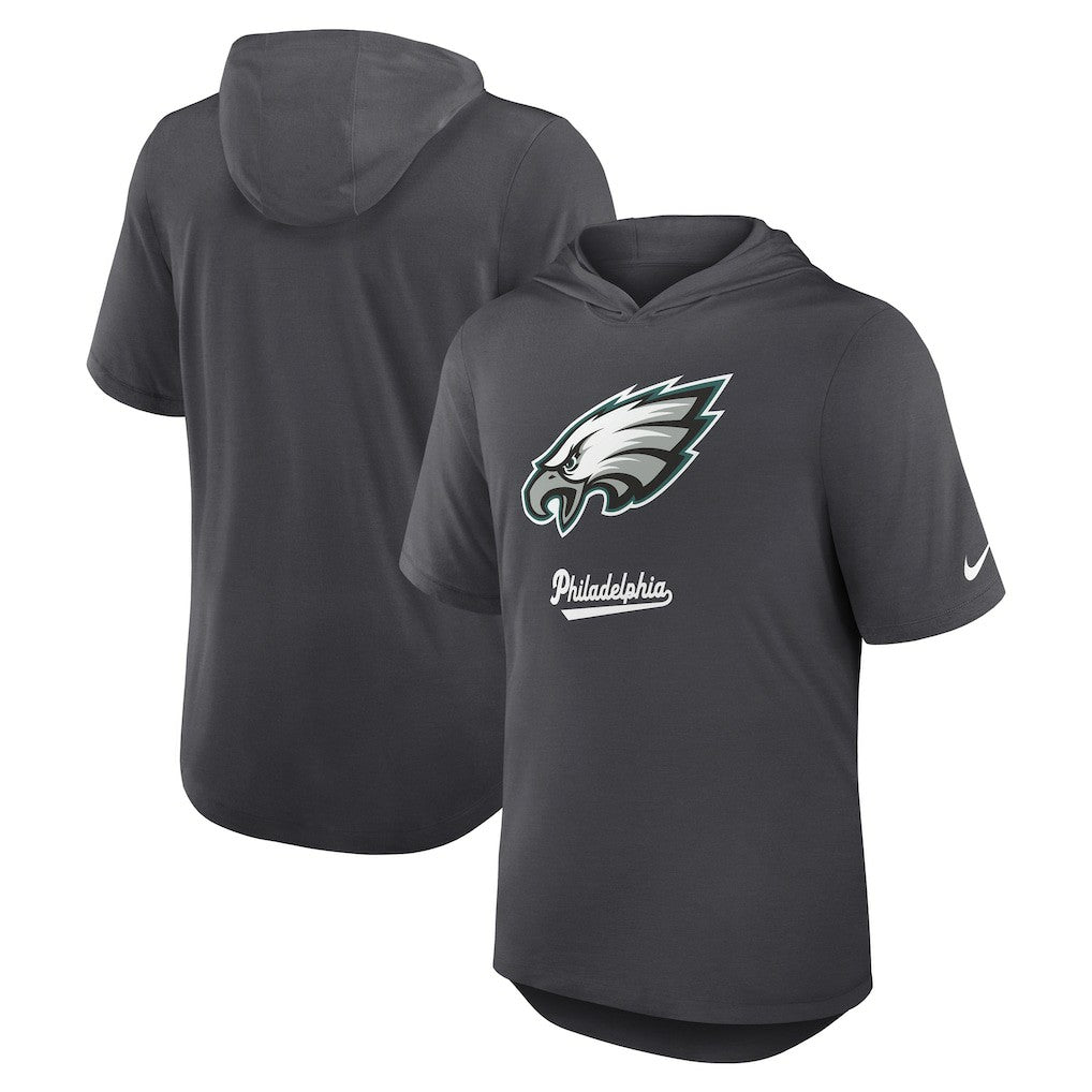 Philadelphia Eagles Tri-Blend Performance Hoodie T-Shirt Anthracite