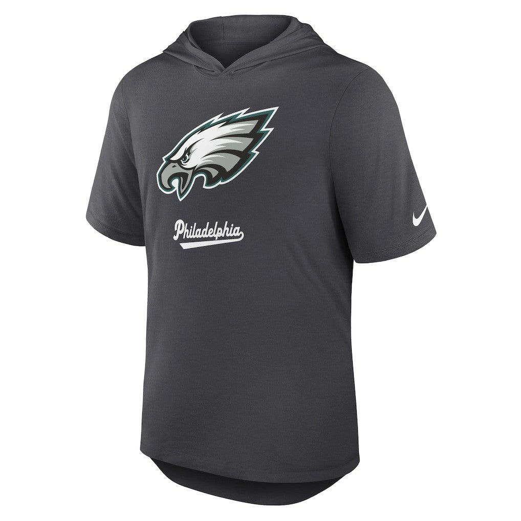 Philadelphia Eagles Tri-Blend Performance Hoodie T-Shirt Anthracite