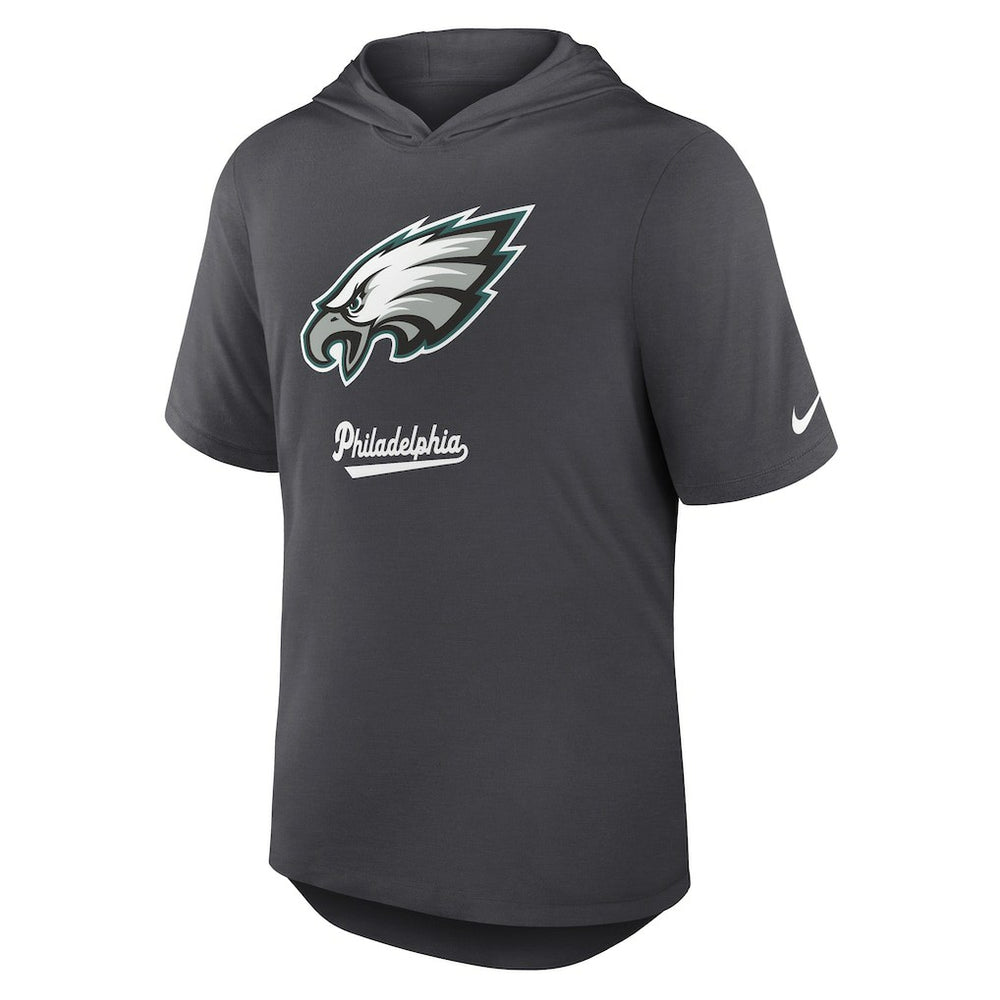 Philadelphia Eagles Tri-Blend Performance Hoodie T-Shirt Anthracite