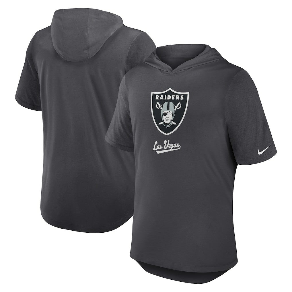 Las Vegas Raiders Tri-Blend Performance Hoodie T-Shirt Anthracite