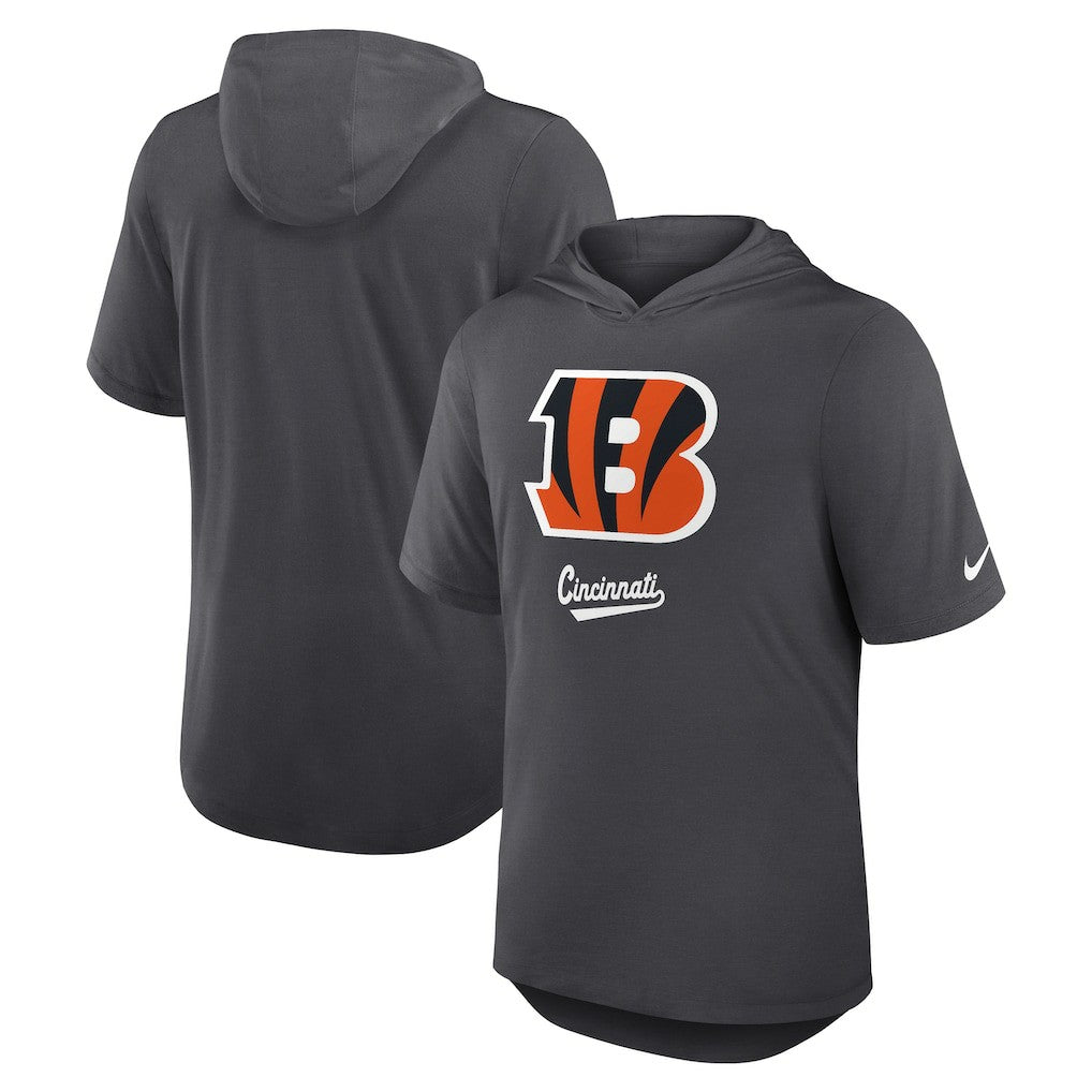 Cincinnati Bengals Tri-Blend Performance Hoodie T-Shirt Anthracite
