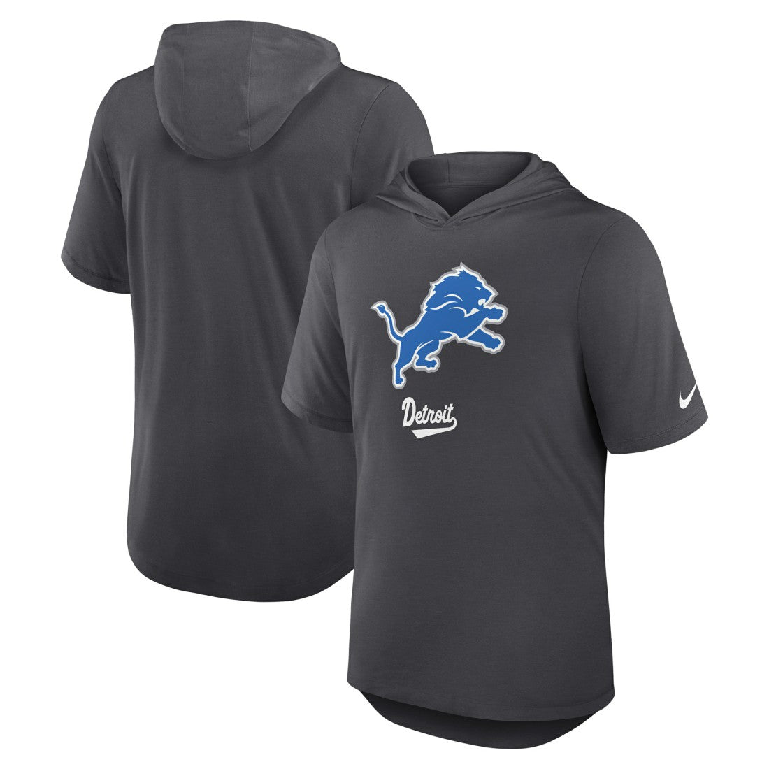 Detroit Lions Tri-Blend Performance Hoodie T-Shirt Anthracite