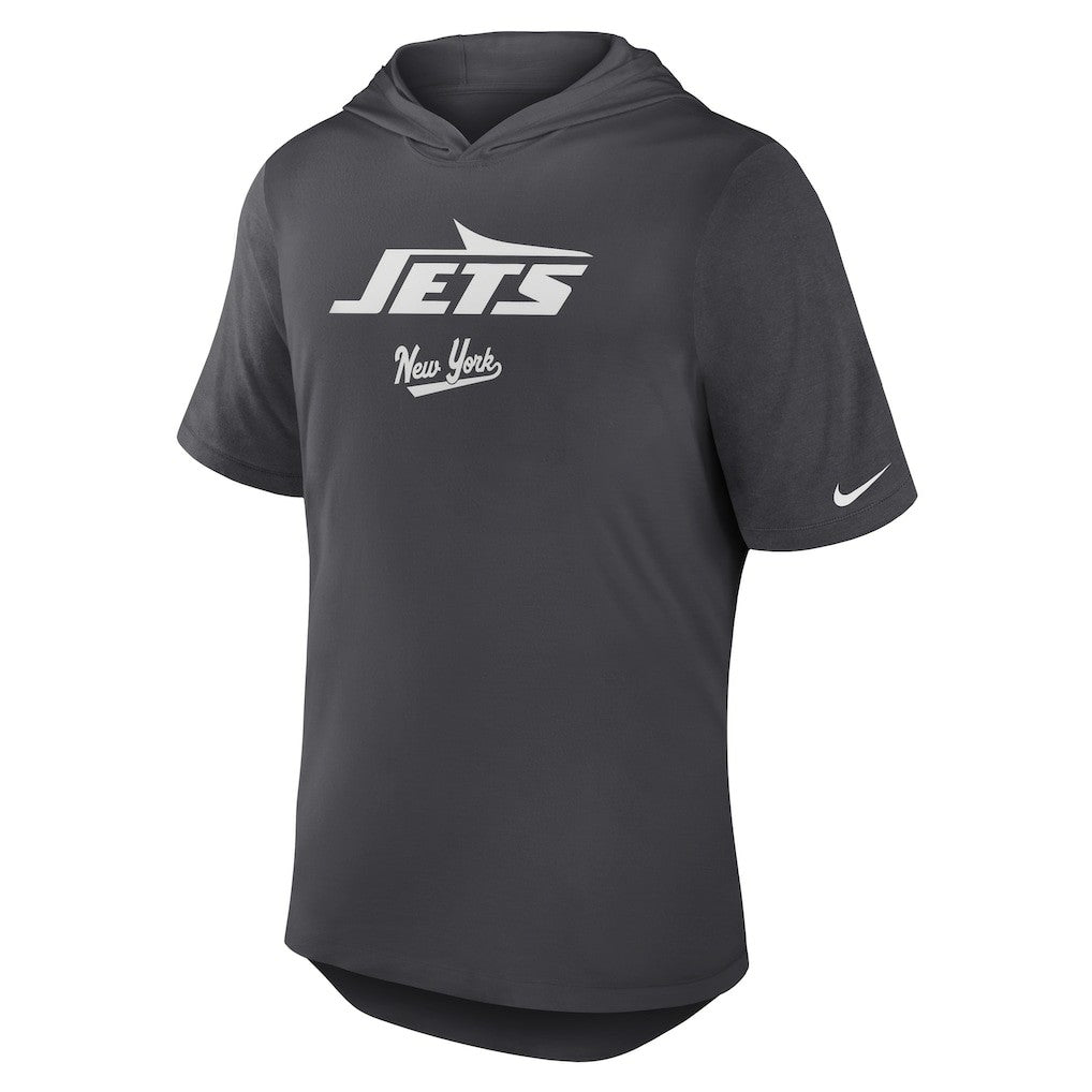 New York Jets Tri-Blend Performance Hoodie T-Shirt Anthracite