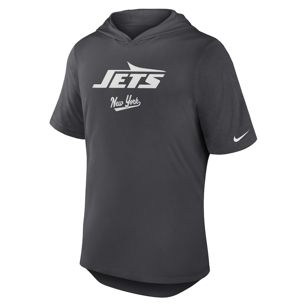 New York Jets Tri-Blend Performance Hoodie T-Shirt Anthracite