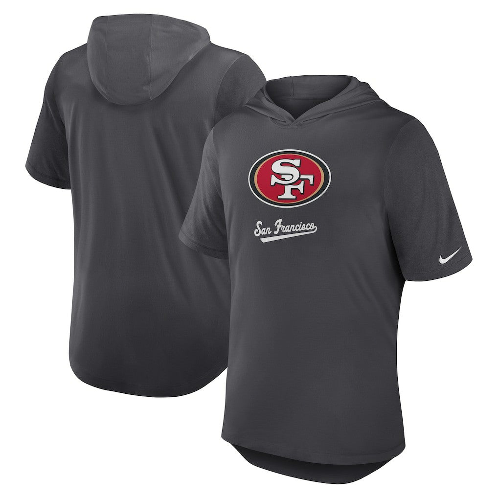 San Francisco 49ers Tri-Blend Performance Hoodie T-Shirt Anthracite