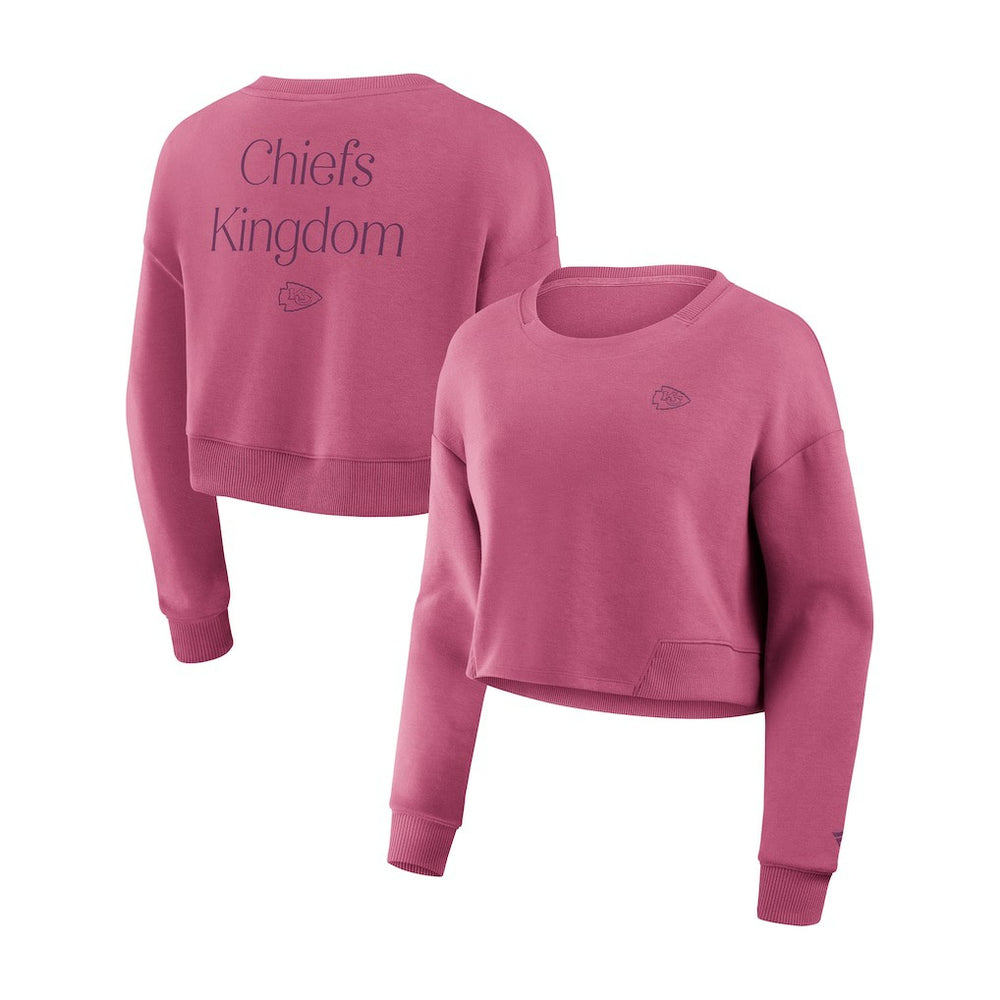 Kansas City Chiefs Women's Studio Tri-Blend Cropped Pullover Sweatshirt Pink