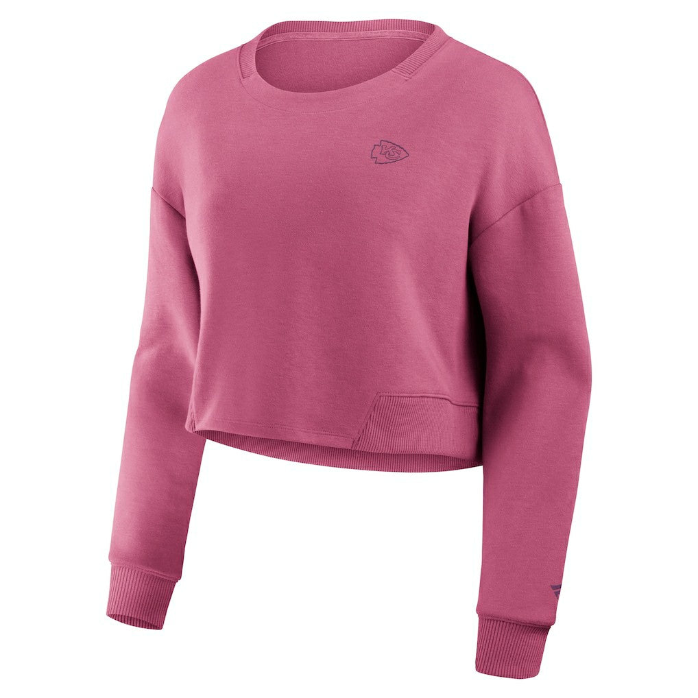 Kansas City Chiefs Women's Studio Tri-Blend Cropped Pullover Sweatshirt Pink