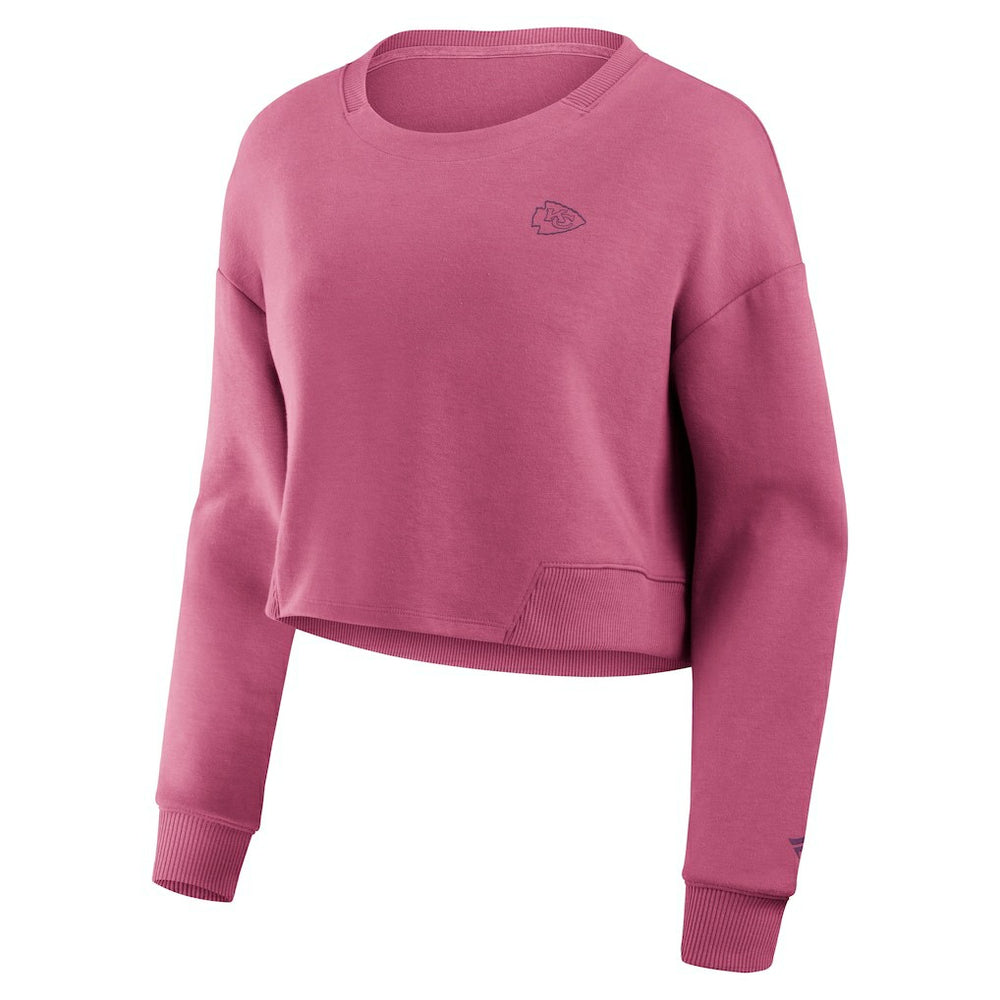 Kansas City Chiefs Women's Studio Tri-Blend Cropped Pullover Sweatshirt Pink